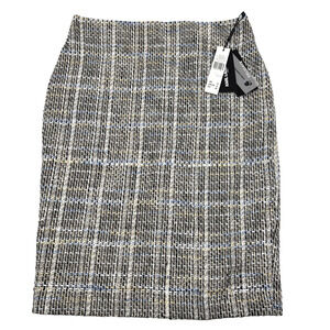 NEW Karl Lagerfeld Paris Buttercream Blue Metallic Tweed Pencil Skirt 10 31x25"